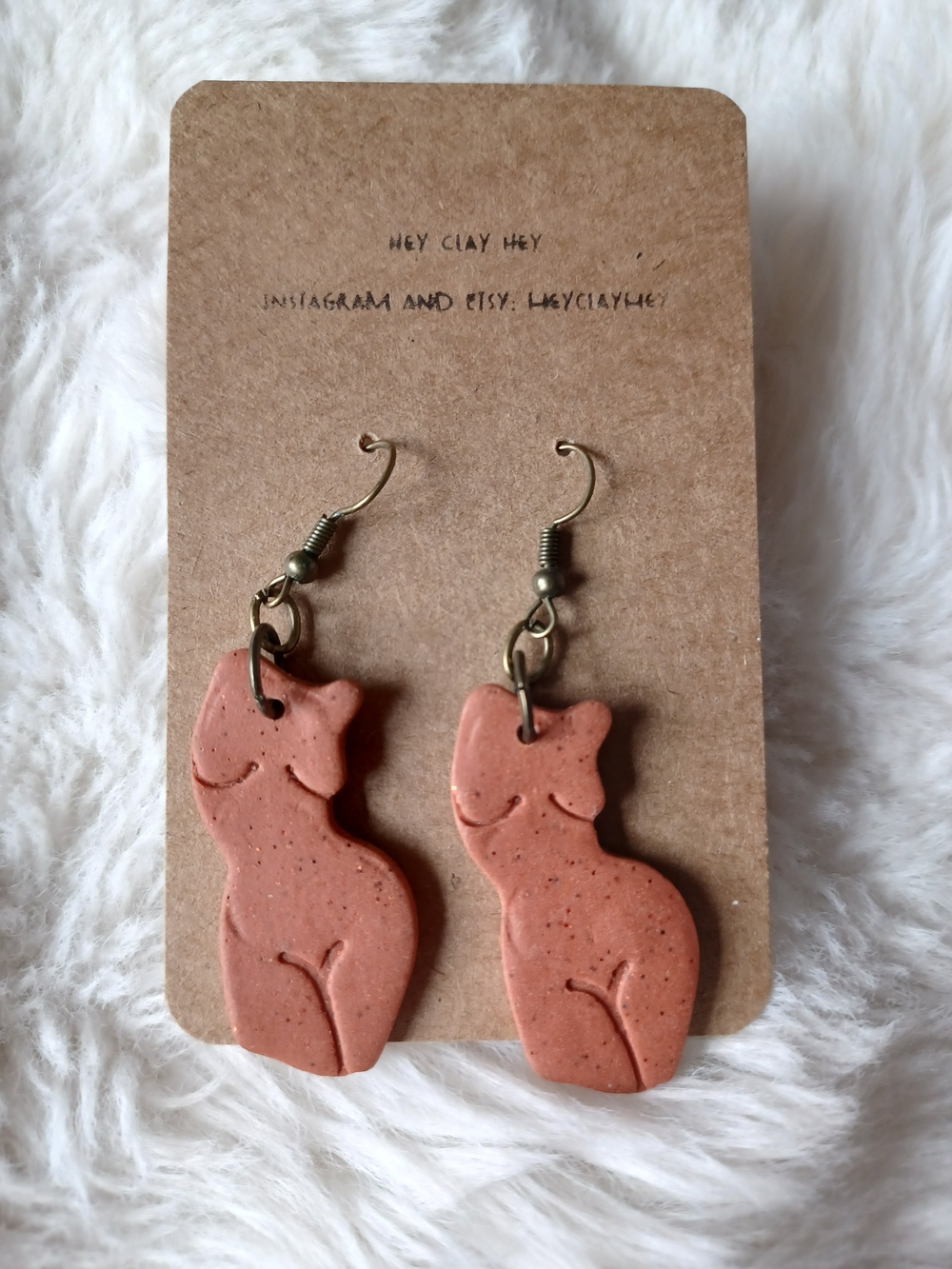 Terracotta Clay Nude Body Earrings With A Hint Of Glitter